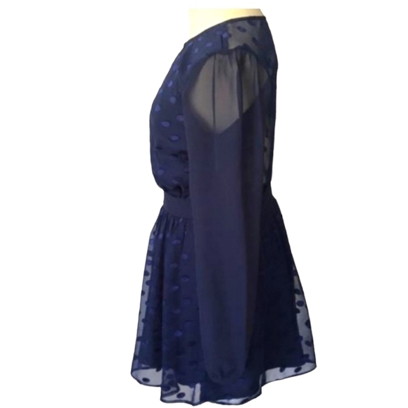 Privacy Please Albee Dress Women Navy Chiffon Polkadots Blogger Fav Sz SM NEW - Picture 6 of 14